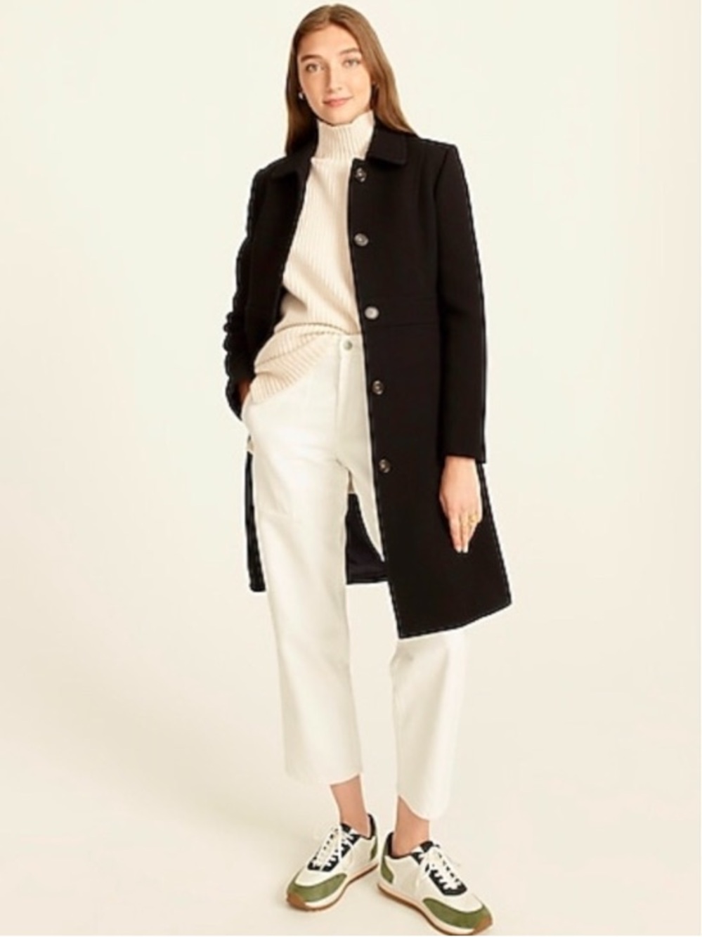 J. Crew Womens Size 0 Classic Lady Day Double Cloth Black Wool Coat Thinsulate